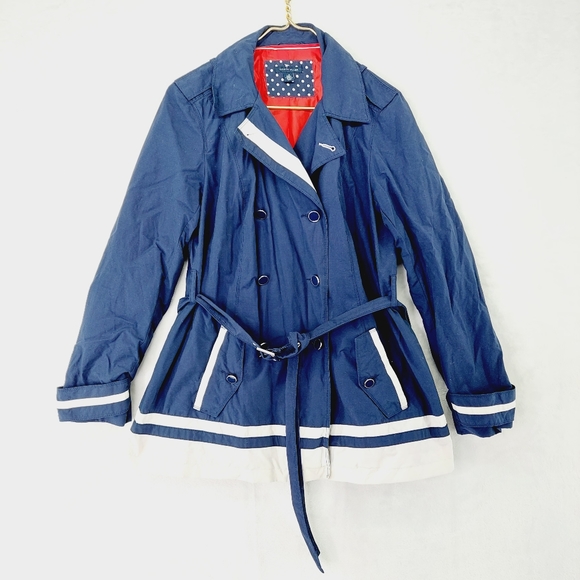 Tommy Hilfiger Jackets & Coats Tommy Hilfiger Navy Blue White Waist Length Double Breasted